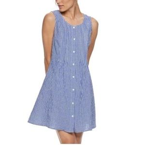 POPSUGAR Blue Gingham Sleeveless Dress Women’s Small